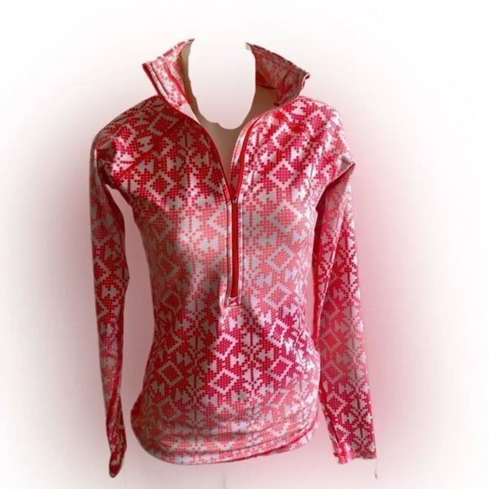 Nike Pro Quarter Zip -S orange , white.  Polyester spandex,